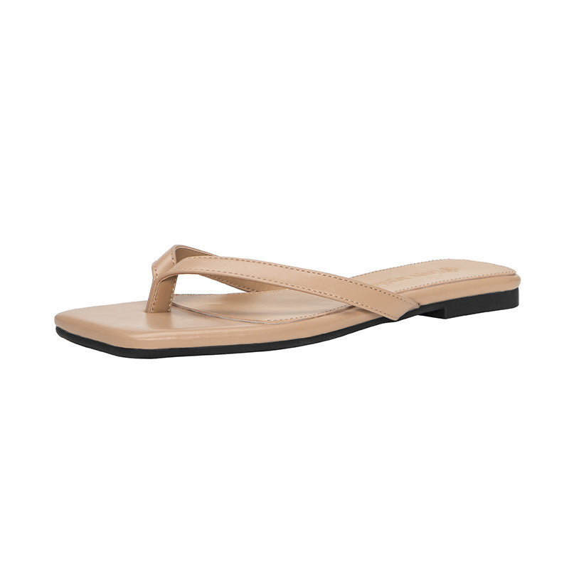 Square Head Flip Flops French Style Kitten Heel Women
