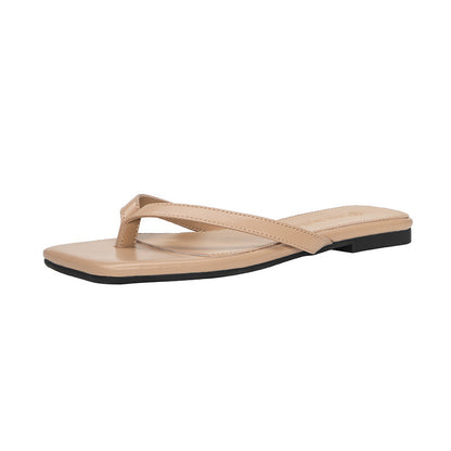 Square Head Flip Flops French Style Kitten Heel Women